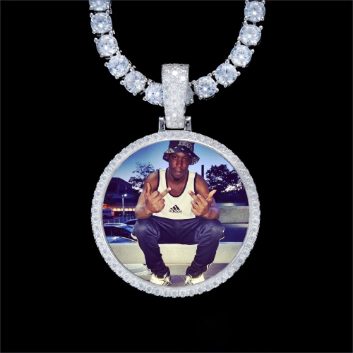 925S & VVS Moissanite 3D Circle Custom Picture Pendant
