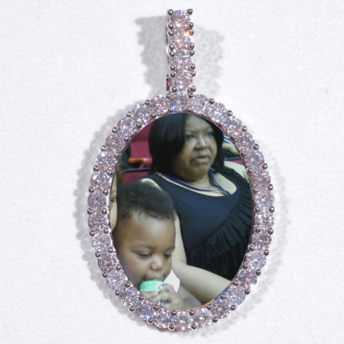 Large 3D Oval Custom Picture Pendant