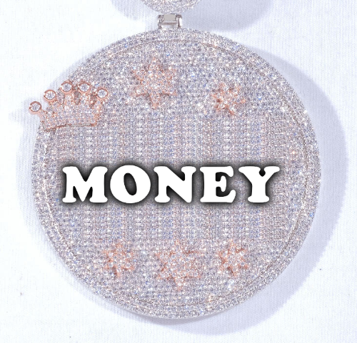 CUSTOM LETTER NECKLACE 3D BIG CROWN DISC