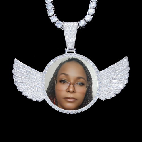 925S & VVS Moissanite 3D Wing Custom Picture Pendant