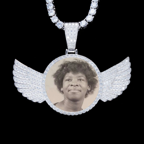 925S & VVS Moissanite 3D Wing Custom Picture Pendant
