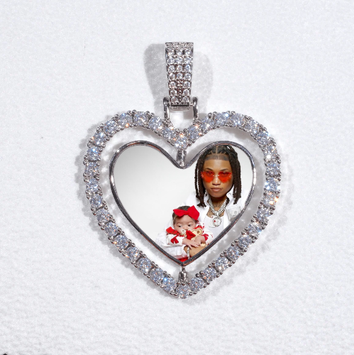 3D Spinning 2-Faced Heart Custom Picture Pendant