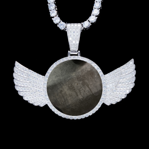 925S & VVS Moissanite 3D Wing Custom Picture Pendant
