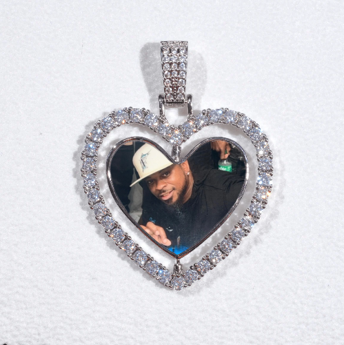 3D Spinning 2-Faced Heart Custom Picture Pendant