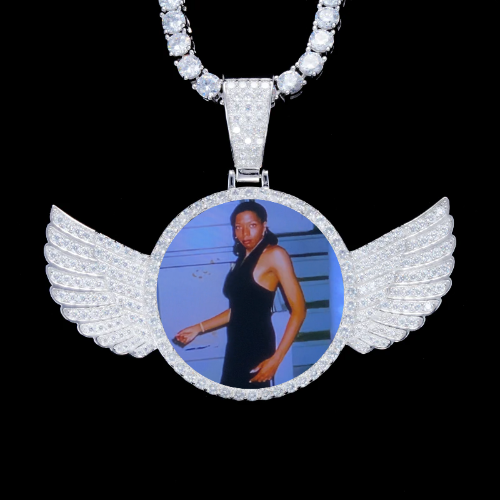 925S & VVS Moissanite 3D Wing Custom Picture Pendant