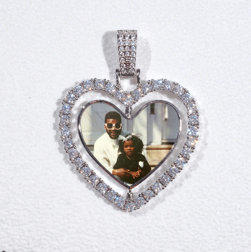 3D Spinning 2-Faced Heart Custom Picture Pendant