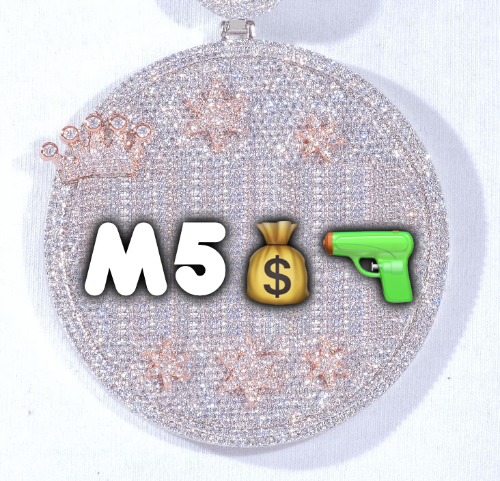 CUSTOM LETTER NECKLACE 3D BIG CROWN DISC