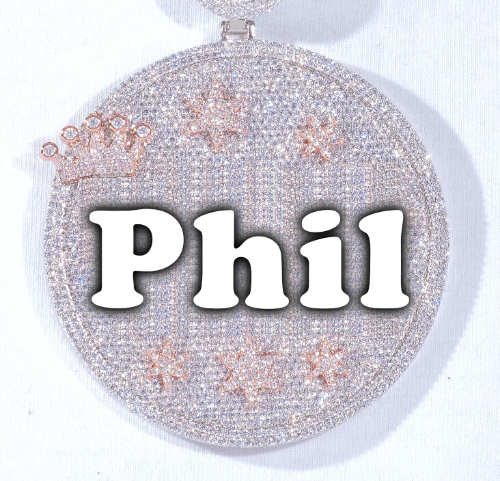 CUSTOM LETTER NECKLACE 3D BIG CROWN DISC
