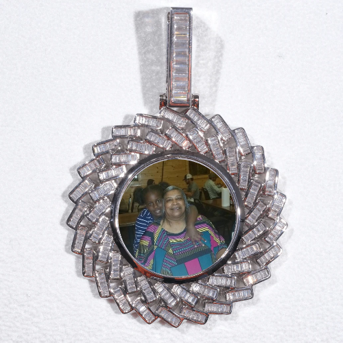 Large 3D Baguette Custom Picture Pendant