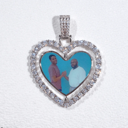 3D Spinning 2-Faced Heart Custom Picture Pendant