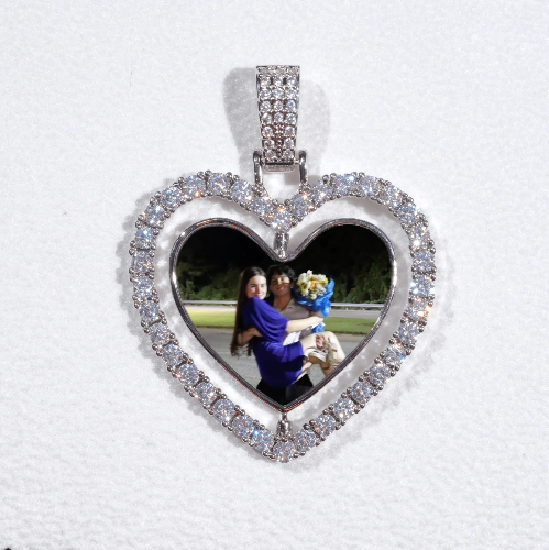 3D Spinning 2-Faced Heart Custom Picture Pendant