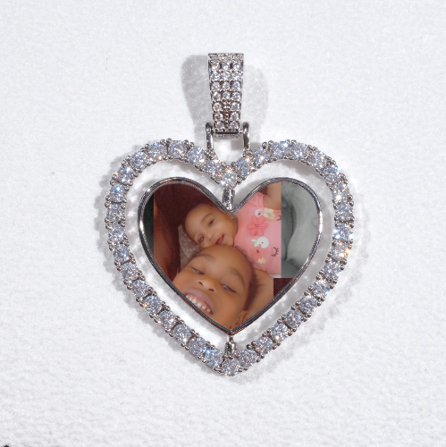 3D Spinning 2-Faced Heart Custom Picture Pendant