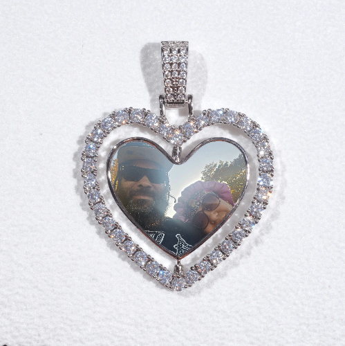 3D Spinning 2-Faced Heart Custom Picture Pendant
