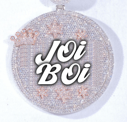 CUSTOM LETTER NECKLACE 3D BIG CROWN DISC