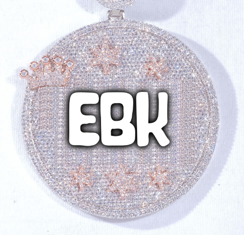 CUSTOM LETTER NECKLACE 3D BIG CROWN DISC