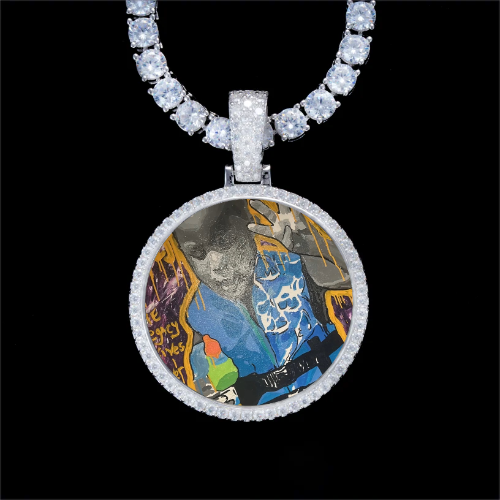 925S & VVS Moissanite 3D Circle Custom Picture Pendant