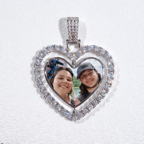 3D Spinning 2-Faced Heart Custom Picture Pendant
