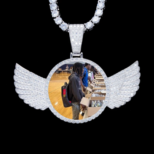 925S & VVS Moissanite 3D Wing Custom Picture Pendant