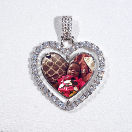 3D Spinning 2-Faced Heart Custom Picture Pendant