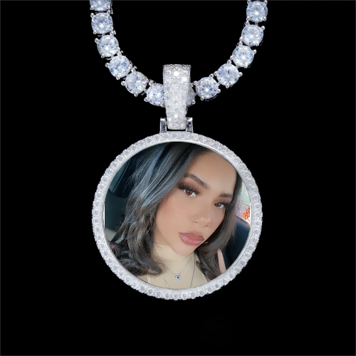 925S & VVS Moissanite 3D Circle Custom Picture Pendant