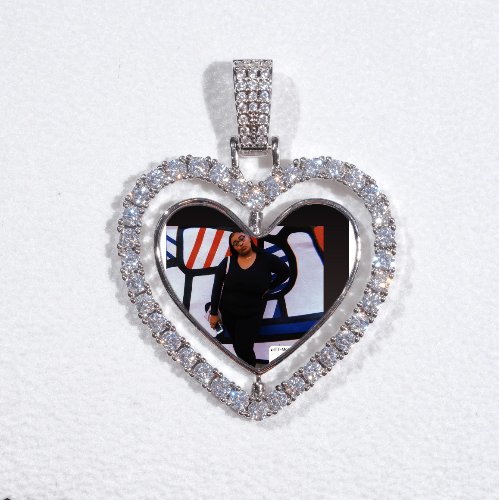3D Spinning 2-Faced Heart Custom Picture Pendant