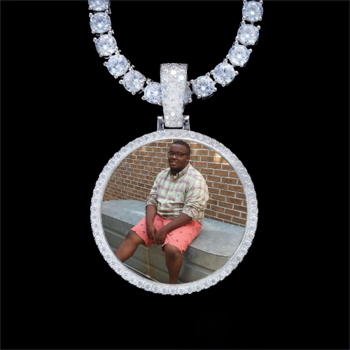 925S & VVS Moissanite 3D Circle Custom Picture Pendant