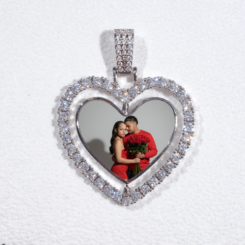 3D Spinning 2-Faced Heart Custom Picture Pendant