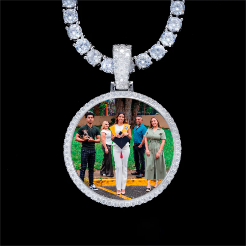 925S & VVS Moissanite 3D Circle Custom Picture Pendant