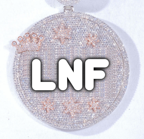 CUSTOM LETTER NECKLACE 3D BIG CROWN DISC