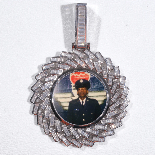Large 3D Baguette Custom Picture Pendant