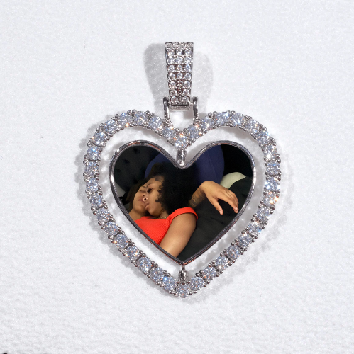 3D Spinning 2-Faced Heart Custom Picture Pendant
