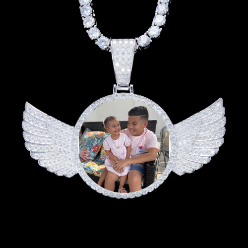 925S & VVS Moissanite 3D Wing Custom Picture Pendant