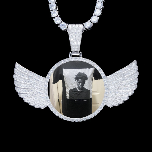 925S & VVS Moissanite 3D Wing Custom Picture Pendant