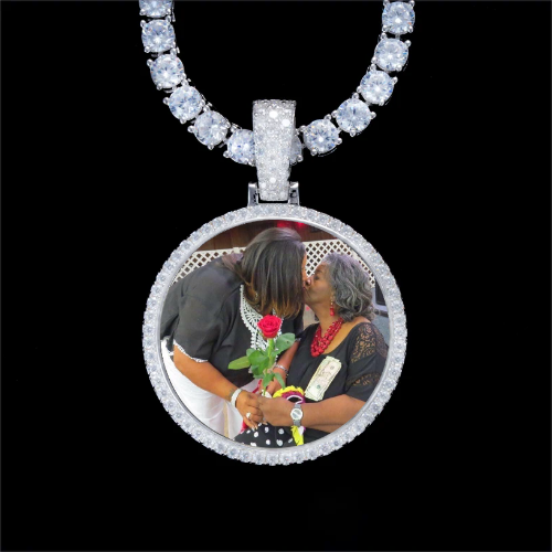 925S & VVS Moissanite 3D Circle Custom Picture Pendant