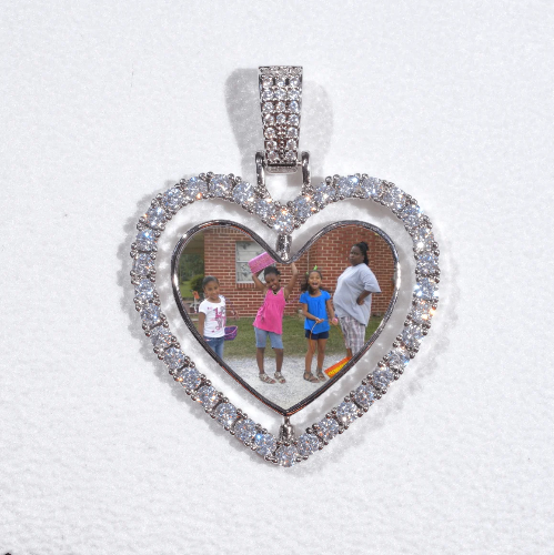 3D Spinning 2-Faced Heart Custom Picture Pendant