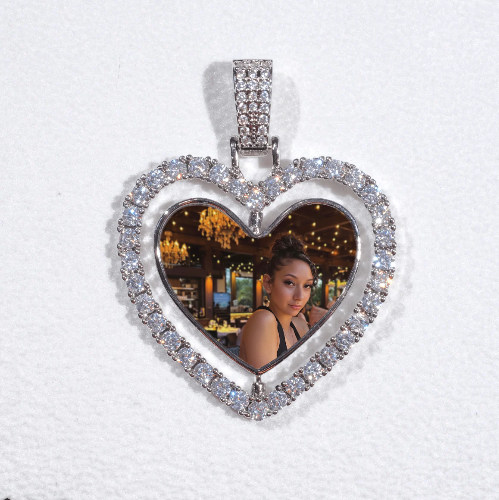 3D Spinning 2-Faced Heart Custom Picture Pendant