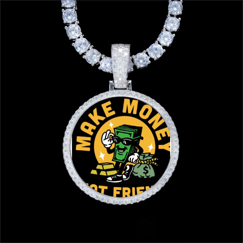 925S & VVS Moissanite 3D Circle Custom Picture Pendant