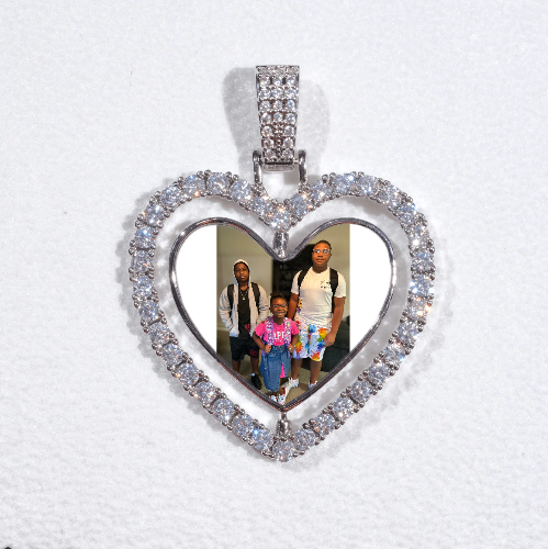 3D Spinning 2-Faced Heart Custom Picture Pendant