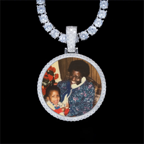 925S & VVS Moissanite 3D Circle Custom Picture Pendant