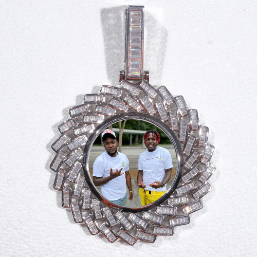 Large 3D Baguette Custom Picture Pendant