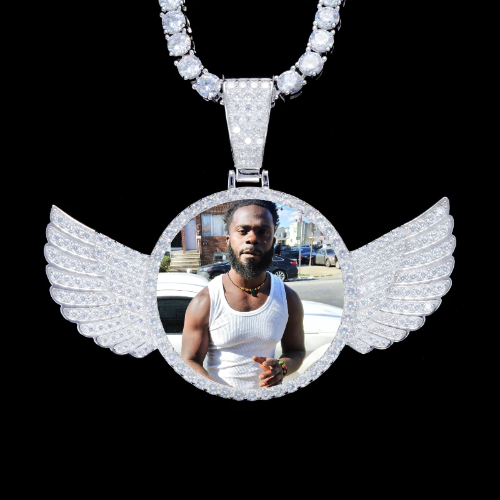 925S & VVS Moissanite 3D Wing Custom Picture Pendant