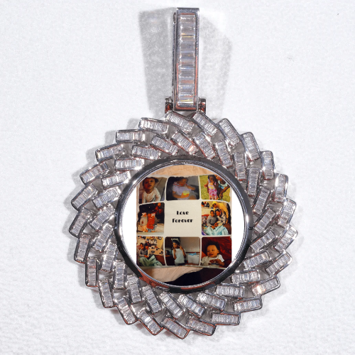 Large 3D Baguette Custom Picture Pendant