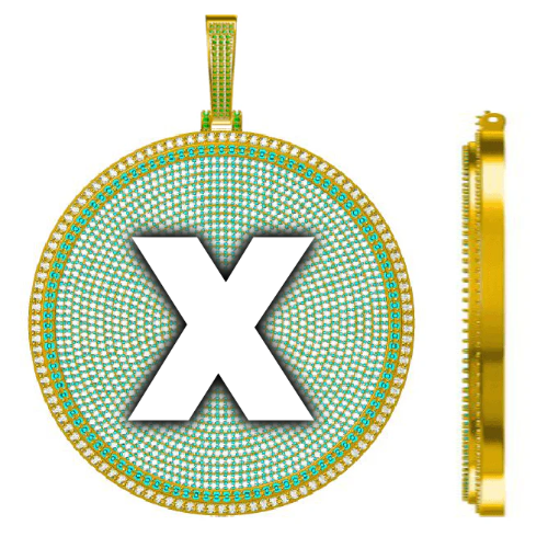 CUSTOM LETTER NECKLACE 3D BIG DISC