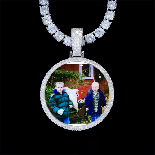 925S & VVS Moissanite 3D Circle Custom Picture Pendant