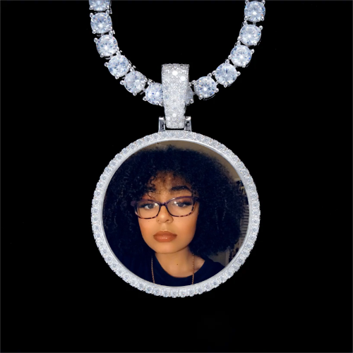 925S & VVS Moissanite 3D Circle Custom Picture Pendant