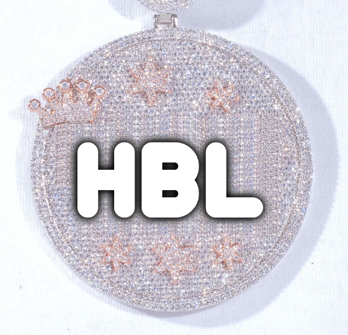 CUSTOM LETTER NECKLACE 3D BIG CROWN DISC