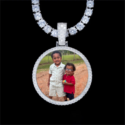 925S & VVS Moissanite 3D Circle Custom Picture Pendant