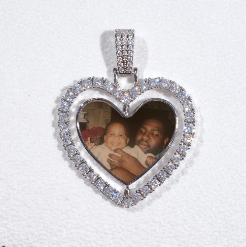 3D Spinning 2-Faced Heart Custom Picture Pendant