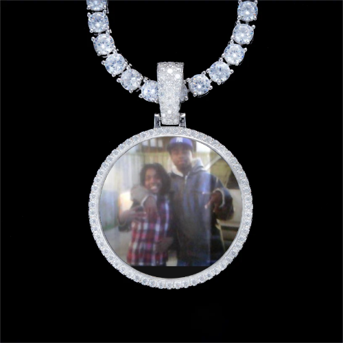 925S & VVS Moissanite 3D Circle Custom Picture Pendant