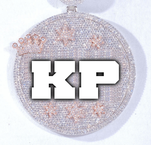 CUSTOM LETTER NECKLACE 3D BIG CROWN DISC